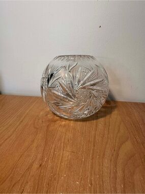 Barski European Hand Cut - Crystal Rose Bowl - Pinwheel Design